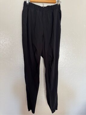 Women's Black Elastic-Waist Tapered Pants